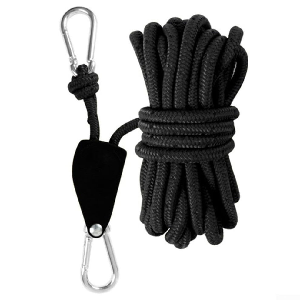 Adjustable Tent Strap With 5M Rope And Hooks, Easy Use With Carabiner, Non-Slip Design, Black Color 6038364892454