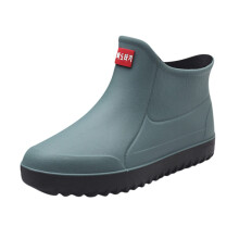 Men's Short Rain Boots, Green 40.5 EU, Non-Slip, Comfortable Insole, Lightweight Ankle Gardening Shoes, Outdoor Work Footwear