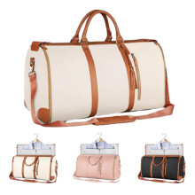Travel Bag for Women, White Convertible Roll-Up Clothes Hand Luggage, Modern Travel Tote with Multiple Compartments