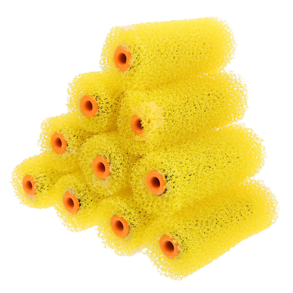 Pack Of 10 Textured Paint Roller Brushes, Yellow Drywall Rollers For Wall Art, 10.00X3.50x3.50cm Refillable Composite Rollers 6947110760148