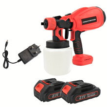(2 Batteries) 1000ml Cordless High Pressure Spray Gun Paint Sprayer Electric Fence Paint Sprayer with 2 Batteries, HVLP Electric Spray Gun