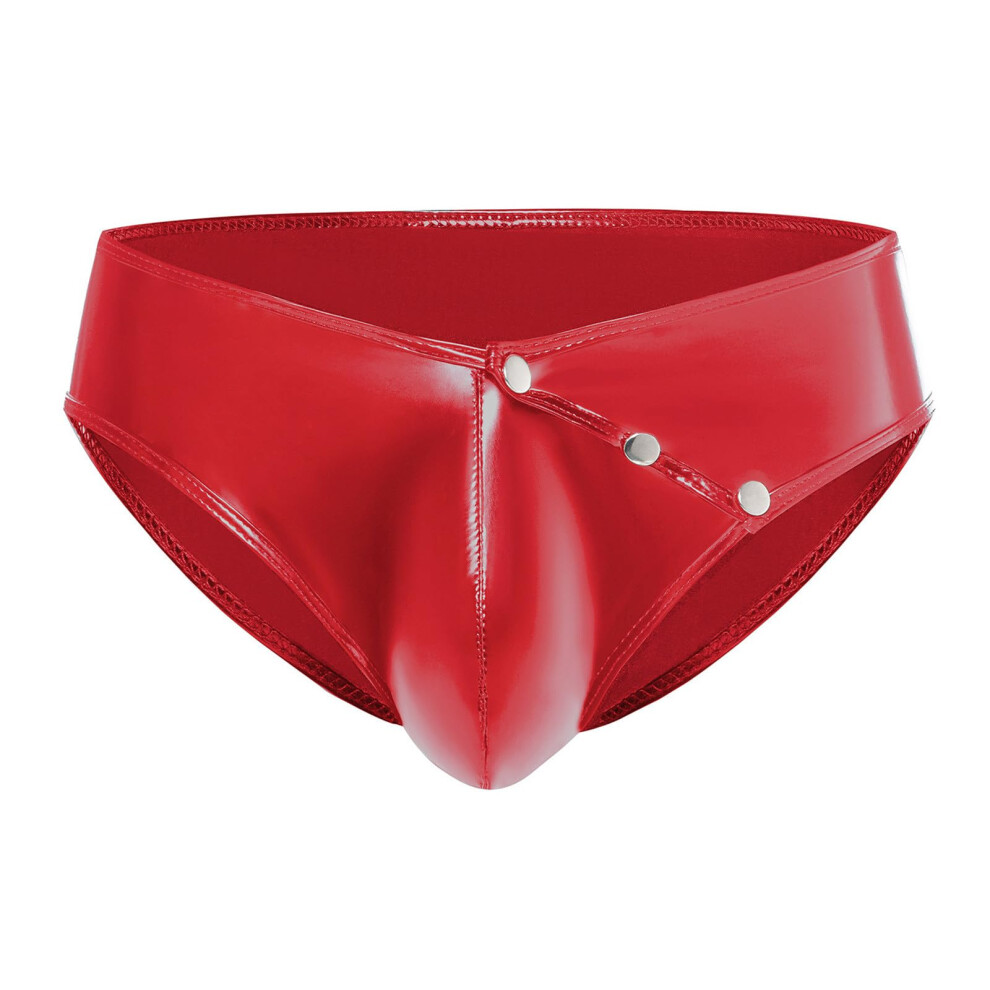 Red Sissy Lingerie Men's Erotic Underwear Xxl Leather Latex Briefs High Elasticity Stripper G-String Clubwear