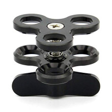Underwater Camera Ball Head Clamp, Universal Metal Three-Hole Butterfly Mount, Dive Light Arm Holder (Black)