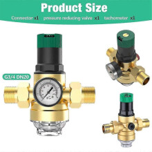 Pressure Regulator Water 3/4 Inch, Water Pressure Regulator with Water Pressure Gauge and Mesh Filt