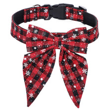 Adjustable Christmas Cat Collar with Bow Tie, Festive Pet Collar for Cats, Holiday Theme, Size Adjustable, Durable Material
