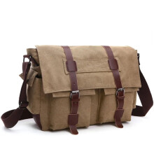 Aktentasche Männer Business Messenger Tasche Khaki Big Schultertasche Leinwand Retro Casual Büro Reisetasche