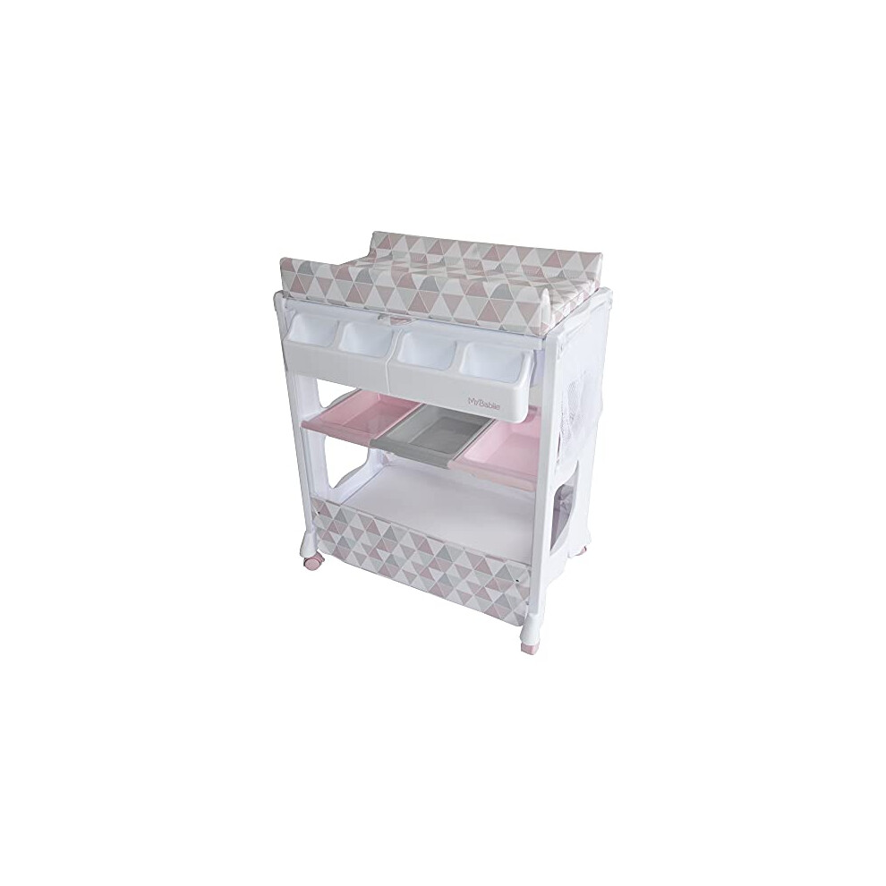 My Babiie Baby Changing and Bath Unit - from Birth to 11kg, Nursery Changing Station with Mat for Newborn, Infant Table with Water Basin and Storage-image-OPC-PK72MJQ-NEW