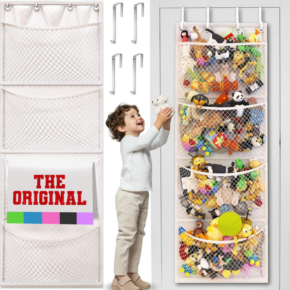 Honeyera The Original Stuffed Animal Storage (Patented) - Over Door Organizer for Stuffies, Baby Ideas Holder, Toy Plush Hammock Hanging Net Big Girl