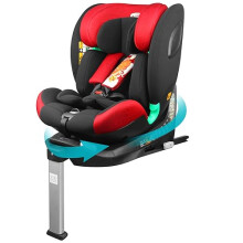 globalkids i-Size 360 Swivel Car Seat, Group 0+123 Car Seat with ISOFIX and Support Leg, ECE R129, 0-36 kg, 0-12years, 40cm-150cm, Red
