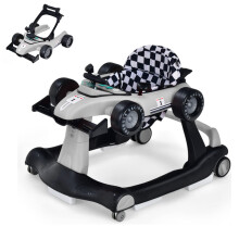 Maxmass Baby Walker, 4 in 1 Infant Sit-to-Stand Walker with Adjustable Height & Speed, Lockable Rear Wheels and Detachable Seat Cushion, Foldable Tod