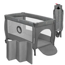 Lionelo STEFI PLUS 2in1 Travel Cot & Baby zone Portable with 2-Level Mattress Heigh, Baby Bed for Newborns and Toddlers 0-36kg Mattress Side Entry, B