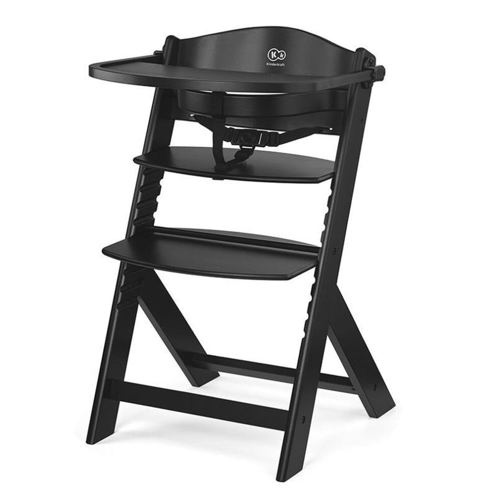 Wooden Highchair 3 In 1 Enock, Multifunctional Baby Chair, Ajustable Heigh And Footrest, Safety Harness, With Detachable Tray, For Childr Kinderkraft