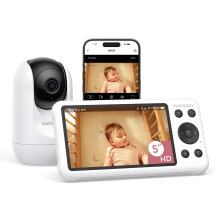 Momcozy Smart WiFi Baby Monitor with Camera and Audio, 5" 1080P Screen with Wall Mount, Motion & Cry Detection, Safe Fence, Clear Night Vision, 5000m