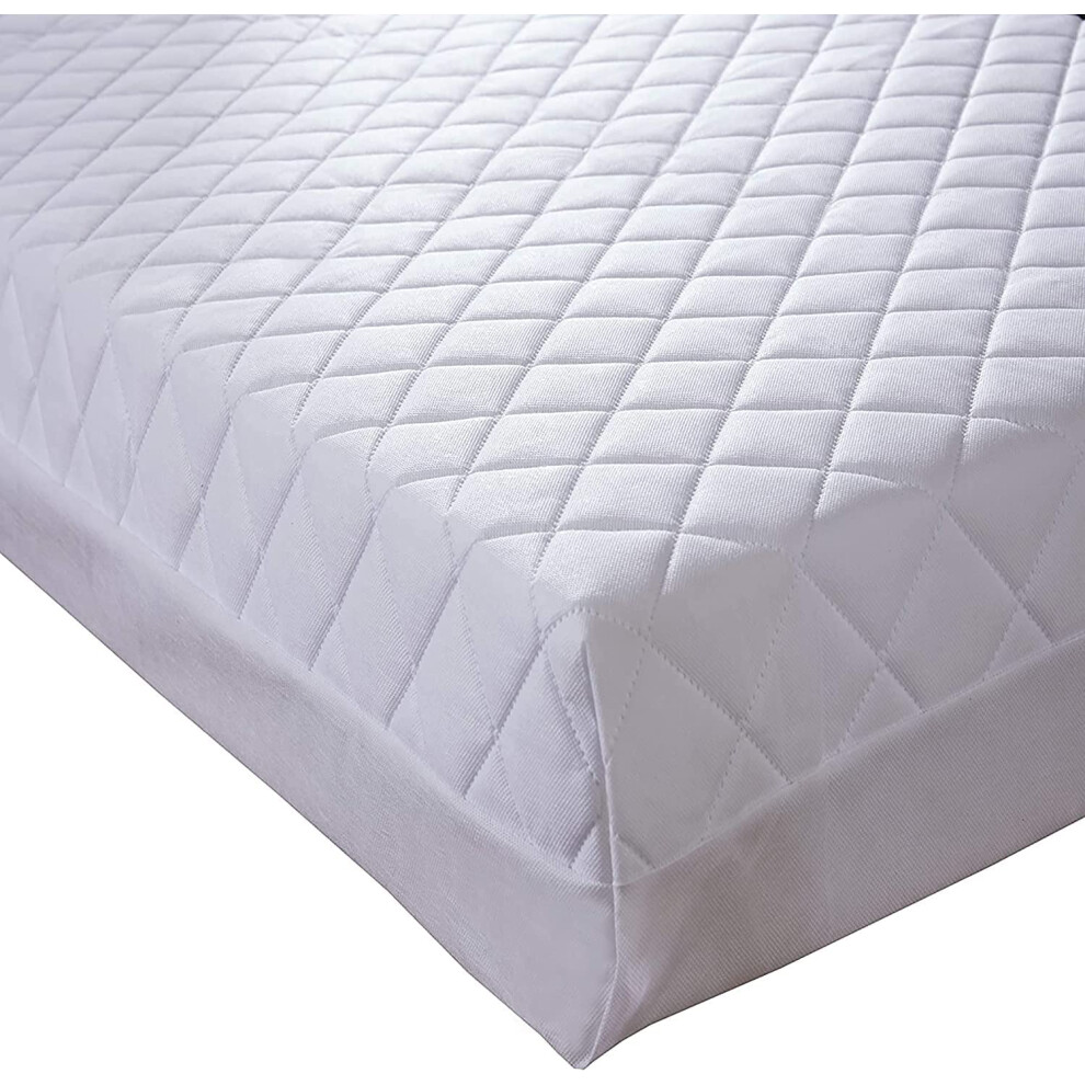 Thick Cot Bed Mattress 160X80 Cm - Extra Breathable Baby Toddler Foam Anti Allergy (Fits Mamaa And Papaa Sizes) Quilted Zip Removable Cover Mad White Brillars