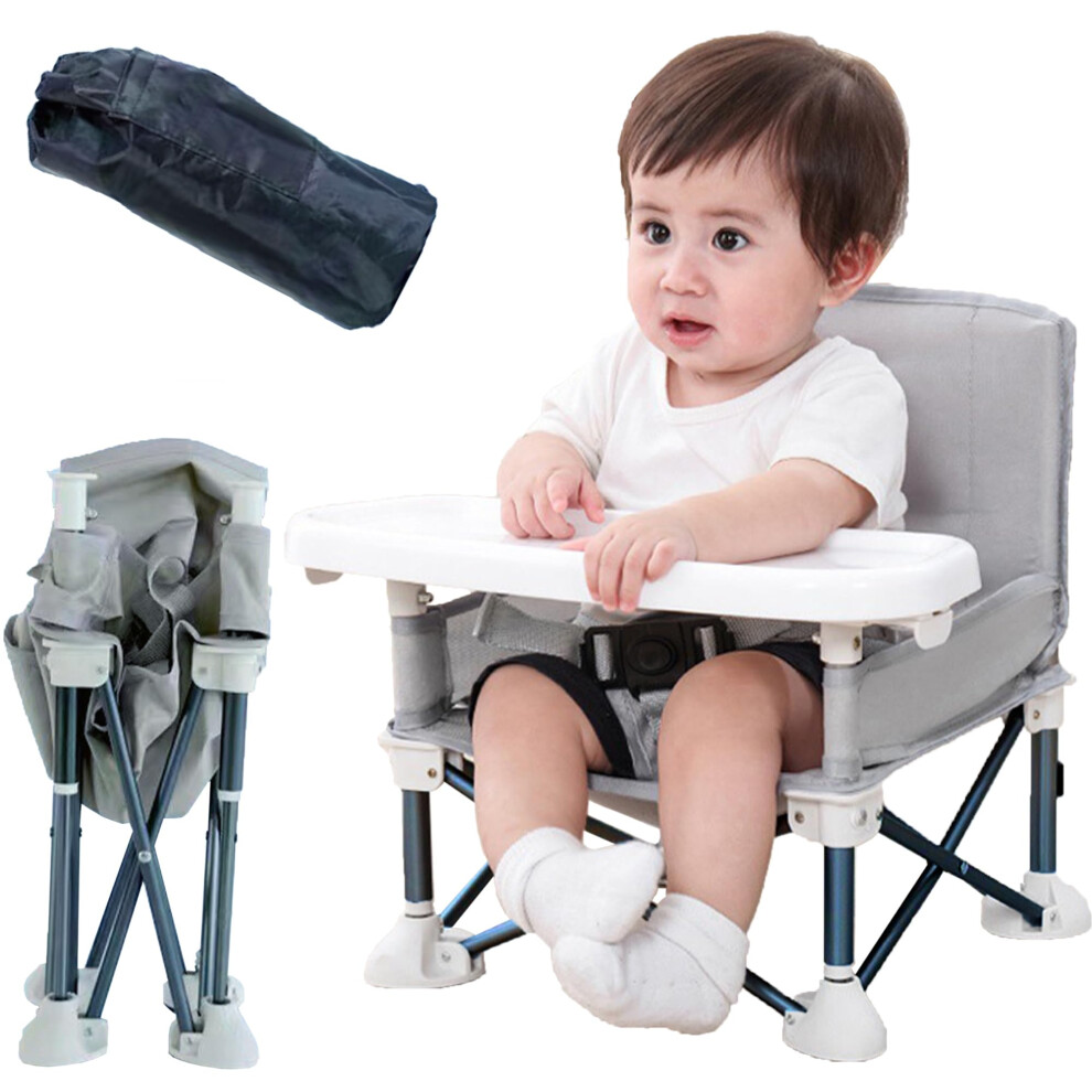 Jiamain High Chair, Baby High Chairs, Foldable Toddler Dining Chair With Adjustable Strap And Removable Tray, Portable Baby Feeding Seat (Grey) Grey Jiamian