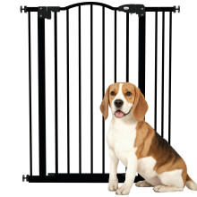 PawHut Pressure Fit Dog Stair Gate No Drilling Safety Gate Auto Close for Doorways, Hallways, 74-87cm Adjustable, 94cm Tall, Black