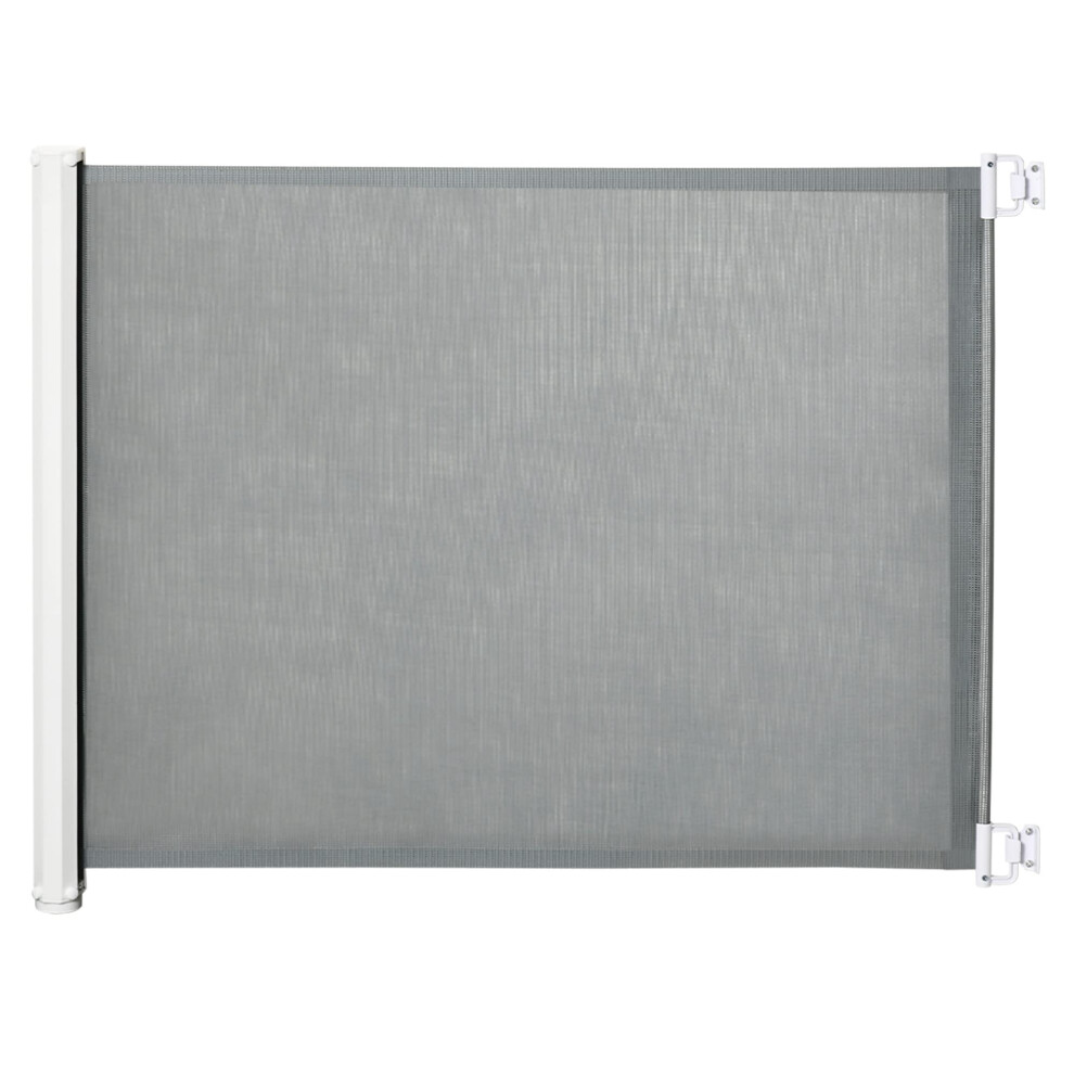 Pawhut Retractable Pet Safety Gate, Folding Stair Barrier, Guard Door - Grey