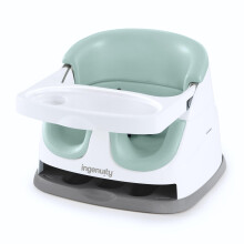 Ingenuity, Baby Base 2-in-1 Seat, Mist, Booster Chair, Dining and Feeding Seat for Toddlers, Easy to Clean with Removable and Self-Storing Tray, Ages
