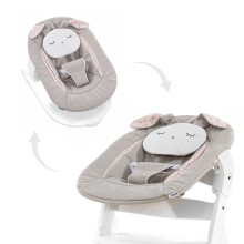 hauck Alpha Bouncer 2in1, Powder Bunny Beige Bloom - Baby Seat for Alpha+ Wooden Highchair with Bouncing Frame, 3-Point Hip Harness & Cushion, from B