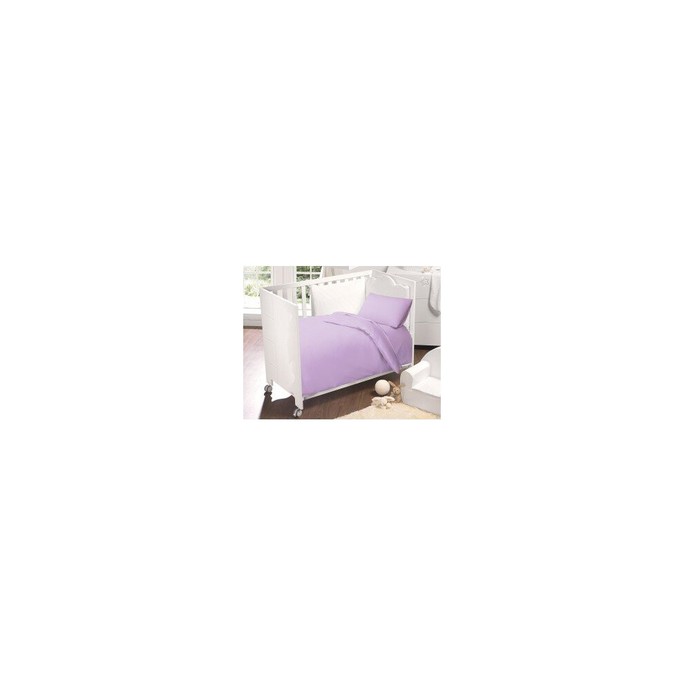 2 Piece Bedding Set Pillowcase+Duvet Cover For Baby Toddler To Fit Cot/Cot Bed (120Cm X 150Cm, ) Lilac Crazypriceuk