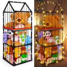 MHJY Soft Storage Stuffed Animals Zoo Storage Cage Large Plush Toys Holder Organiser PVC Cuddly Toy Shelf for Kids Bedroom Nursery Playroom Furniture