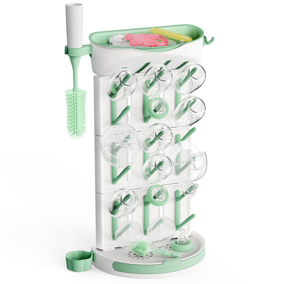 Baby Bottle Drying Rack, More Capacity, 18 Bottles As Maximum, Vertical Rack Available For Countertop, Diy Disassemblable & Space-Saving Bott Momcozy
