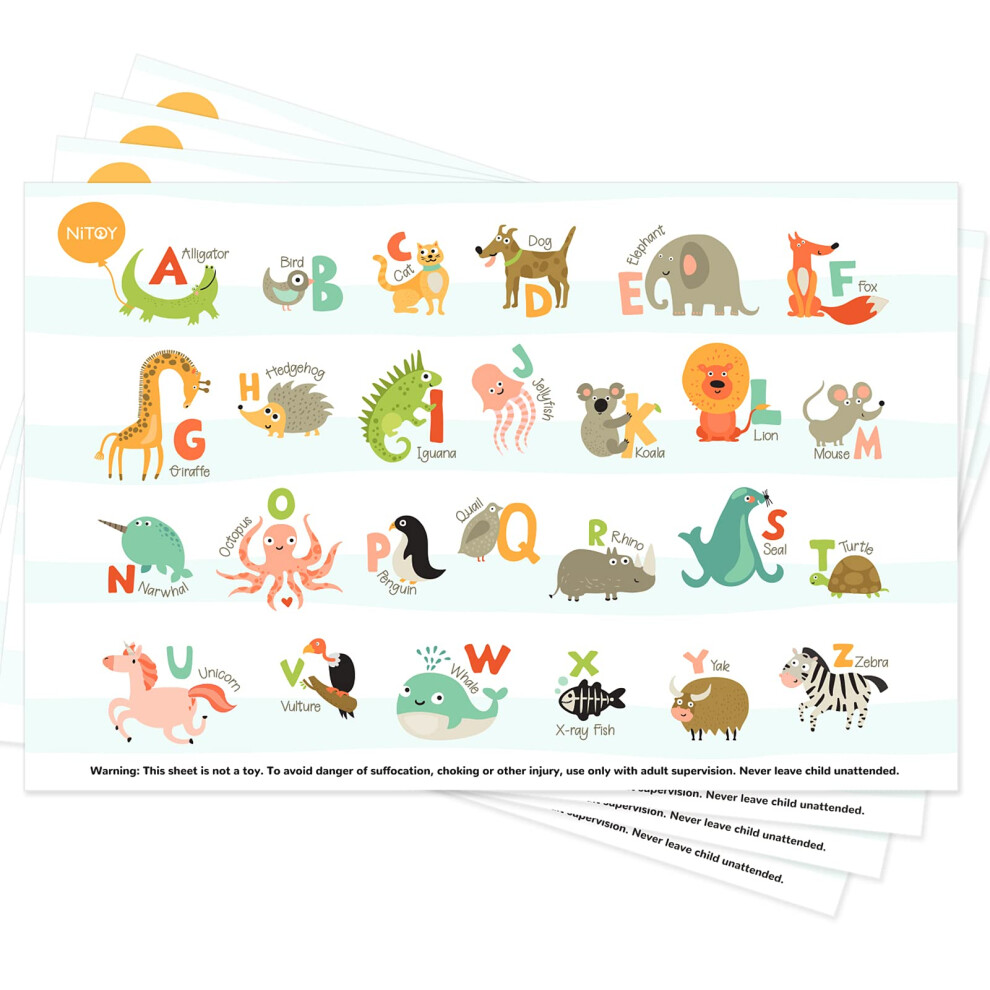 Disposable Placemats For Baby 40 Pack Stick-On Baby Placemat Alphabet Abc Animal Kids Table Mat For Restaurants Dining Table Travel Essentials For To Nibaby