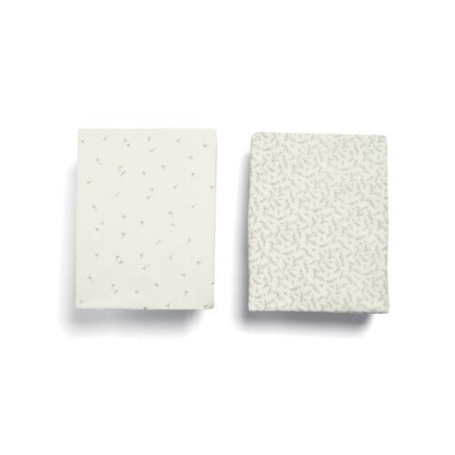 Mamas & Papas Mamas & Papas 2 Pack Cot/Bed Fitted Sheets, Seedling Leaf 1