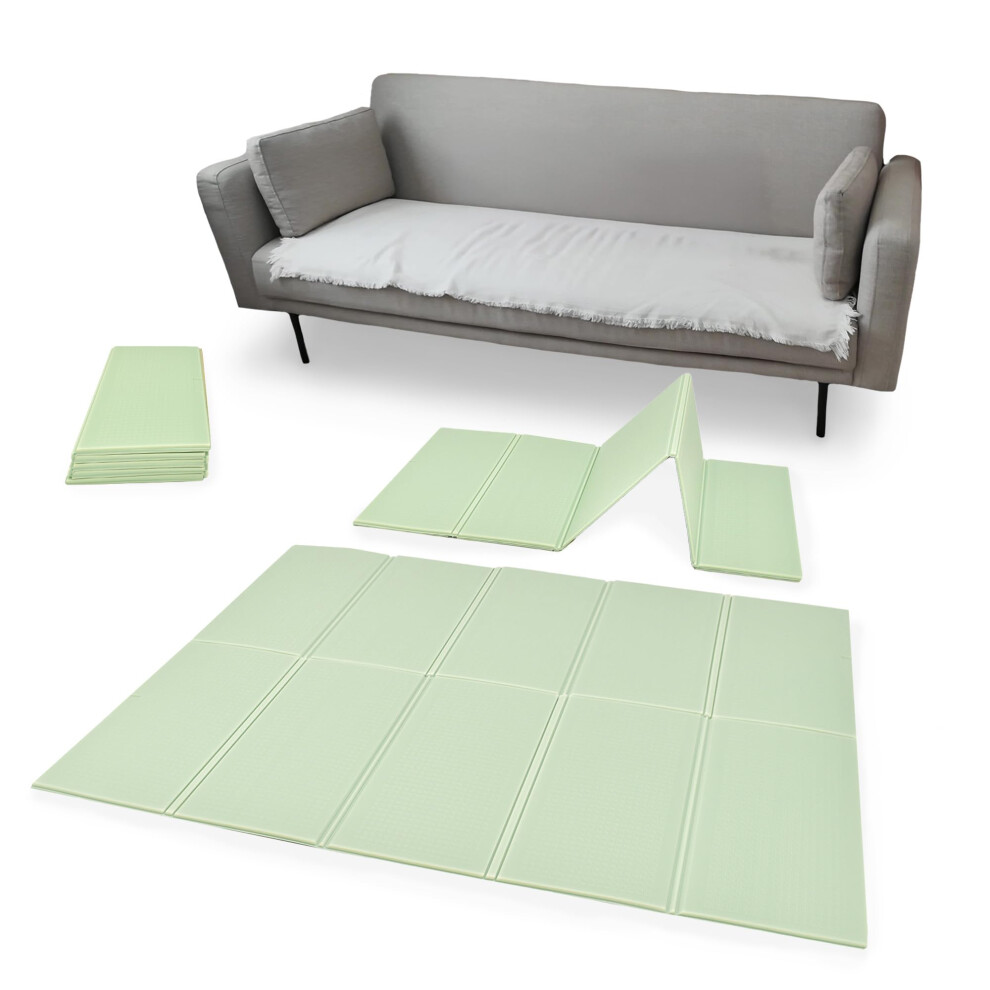 Kandytoys 1.98M X 1.48M Folding Pastel Baby Mat | Thick Padded Xpe Baby Crawl Mat | Waterproof | Safe Green Kandy Toys
