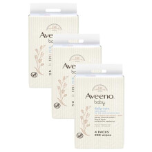 Aveeno Baby Wipes Sensitive Skin, Cleanse Gently And Efficiently Baby Essentials, Pack Of 12 (288 Wipes In Total)