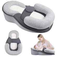 Delousiber Baby Wedge Pillow for Newborn, Baby Feeding Pillow with Adjustable Safety Strap, Reflux Breastfeeding Nursing Pillow for Reducing Spit-Up,