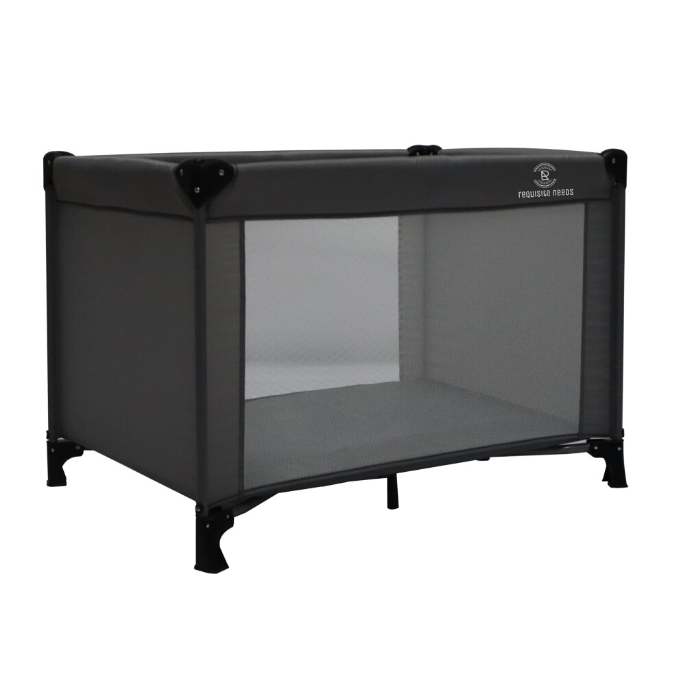 Travel Cot, Padded Mattress, Birth To 15Kg, Compact Folding Design With Travel Bag (Black) Black Requisite Needs