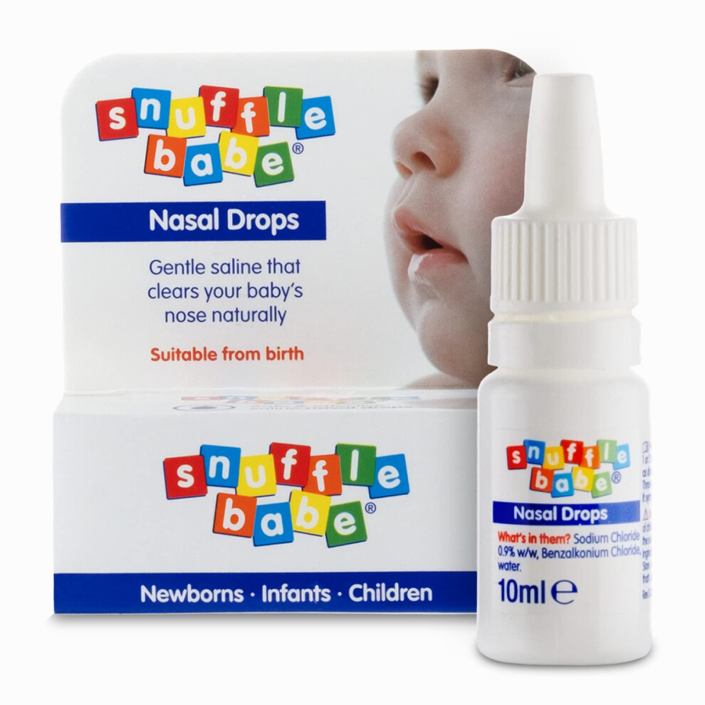 Snufflebabe Saline Nasal Drops – Suitable From Birth – Instant Relief For Blocked Nose & Sinuses (10Ml) Snuffle Babe