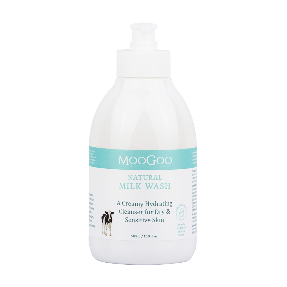 Moogoo Milk Wash - Natural Creamy Body Wash & Cleanser, Soap-Free, Sls-Free. For Dry, Sensitive Skin, 500Ml / 16.9 Fl. Oz.