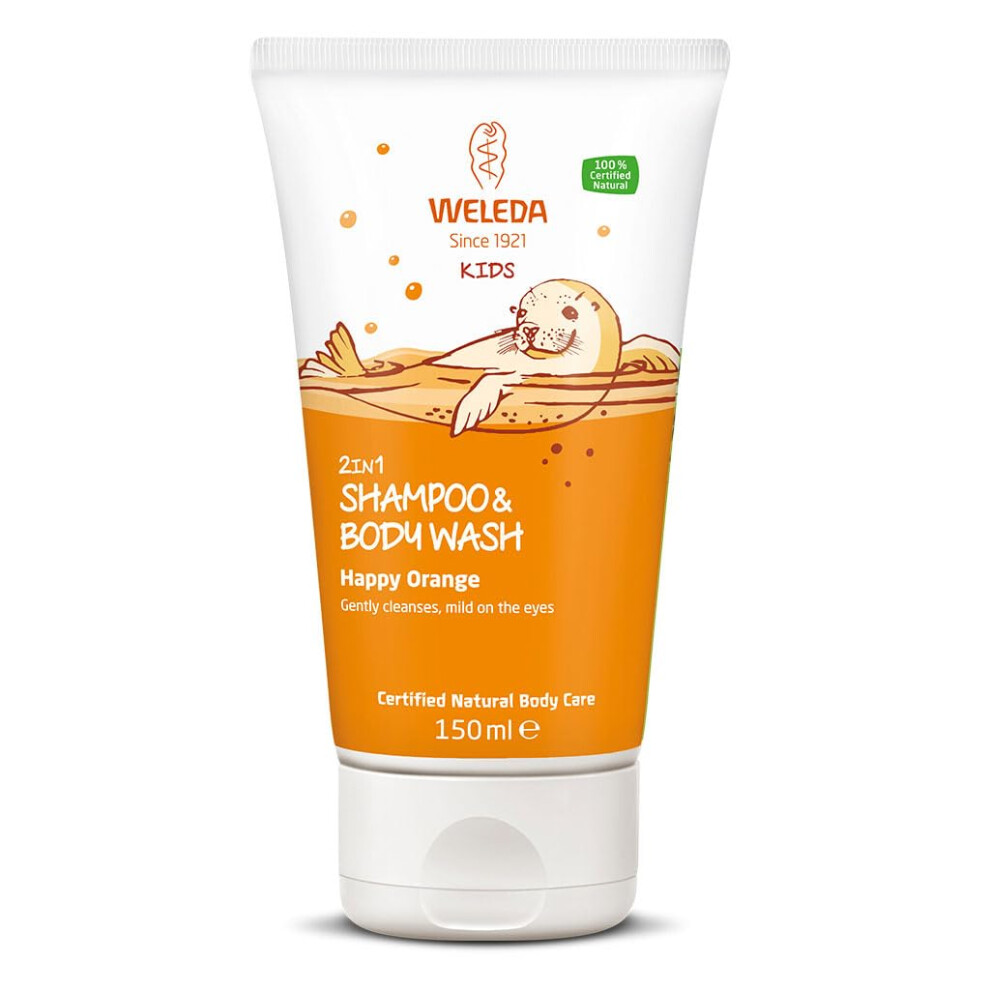 Weleda Kids Shampoo and Body Wash 2in1, Kids Shampoo, Kids Body Wash, Happy Orange, Dermatologically Tested, 100% Certified Natural, Organic, Vegan,1