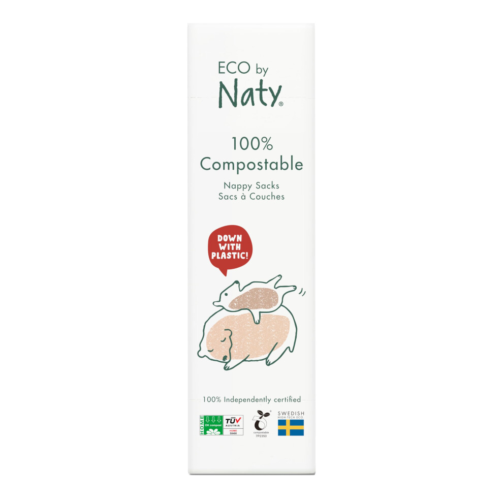 Eco by Naty Disposable Bags - Baby Nappy Sacks, 100% Compostable and Biodegradable (Pack of 50 pieces)-image-OPC-PK72PZP-NEW