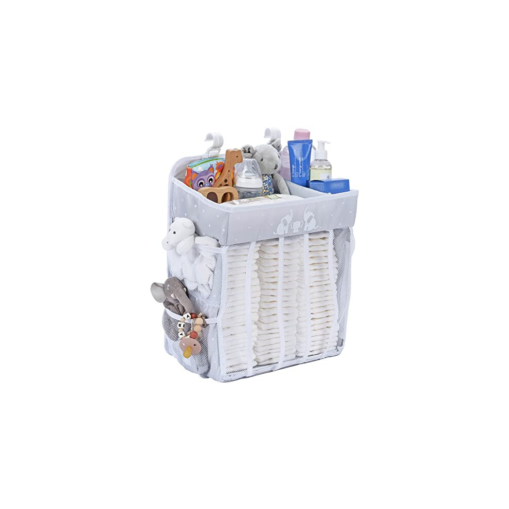Cradle Star XL Hanging Diaper Caddy - Changing Table Diaper Organizer - Nursery Organizer for All Baby Essentials - Diaper Storage Organizer with Mul