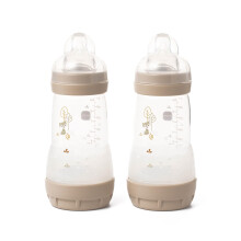 MAM Easy Start Anti-Colic Baby Bottles | 2 Pack (2 x 260ml) | Self-Sterilising Baby Milk Bottle | Medium Flow MAM Teats Size 2 | Newborn Essentials |