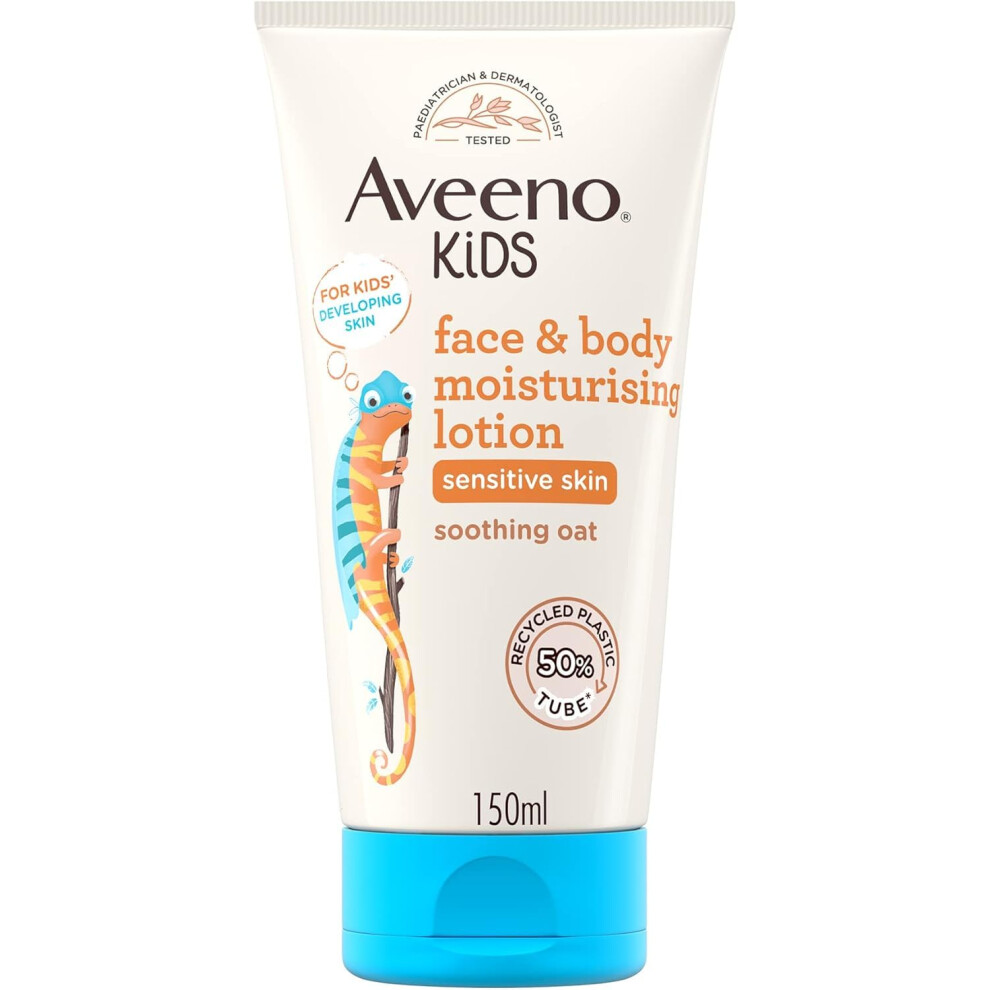 Aveeno Kids Face & Body Moisturising Lotion (1 X 150Ml), Non-Greasy And Fragrance-Free Moisturiser Enriched With Soothing Oat, Face And Body Lotion F