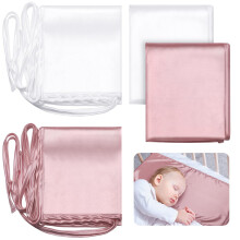 Hosuly 2 Pack Satin Crib Sheet Soft Silky Touch for Rectangular Crib Mattress Boys Girls Newborn (Pink, White)