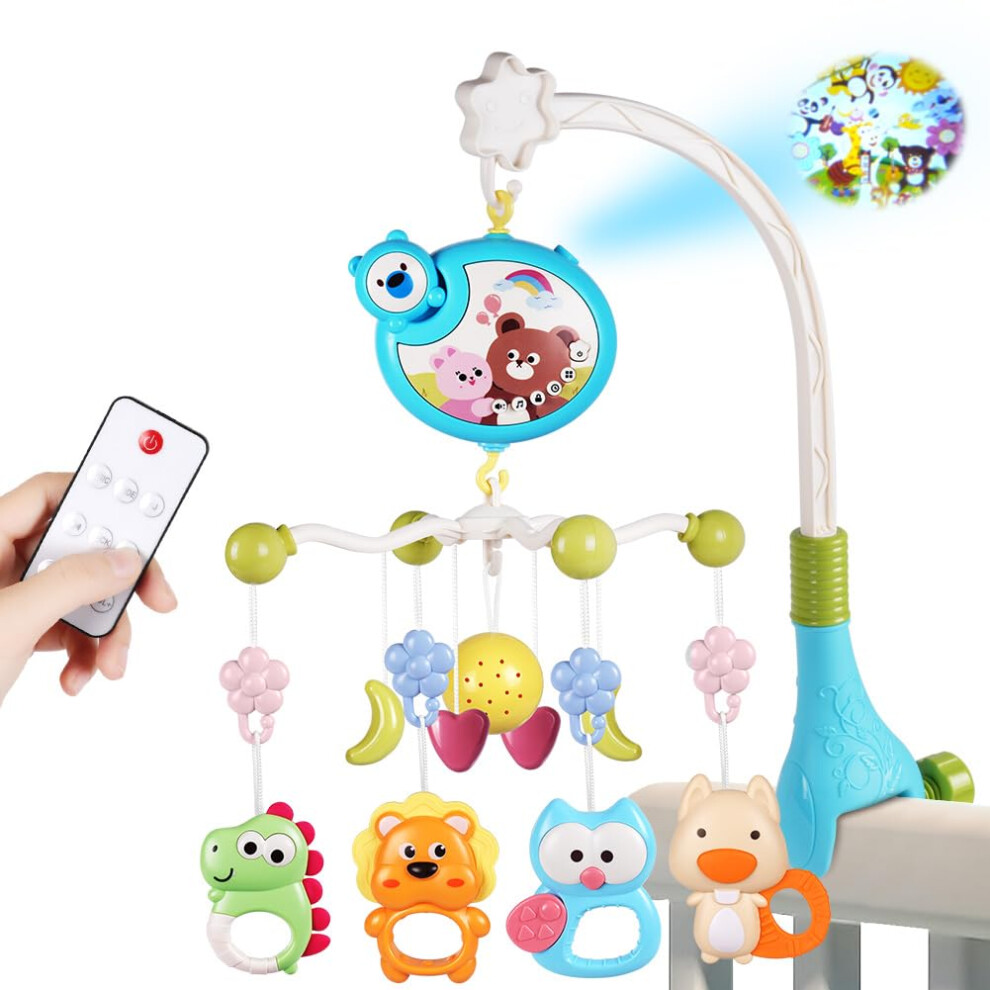 Baby Crib Toy, Baby Crib Mobile With Music And Lights, Cot Mobile Toy With Timing Function Projector And Remote Control, Baby Crib Toys For Boy Aolso