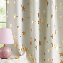 Treatmentex Beige Gold Blackout Curtains for Bedroom, Sparkling Gold Star Blackout Window Panel Drapes for Kids Girls Baby Nursery Room 50" Wx54 L, 2