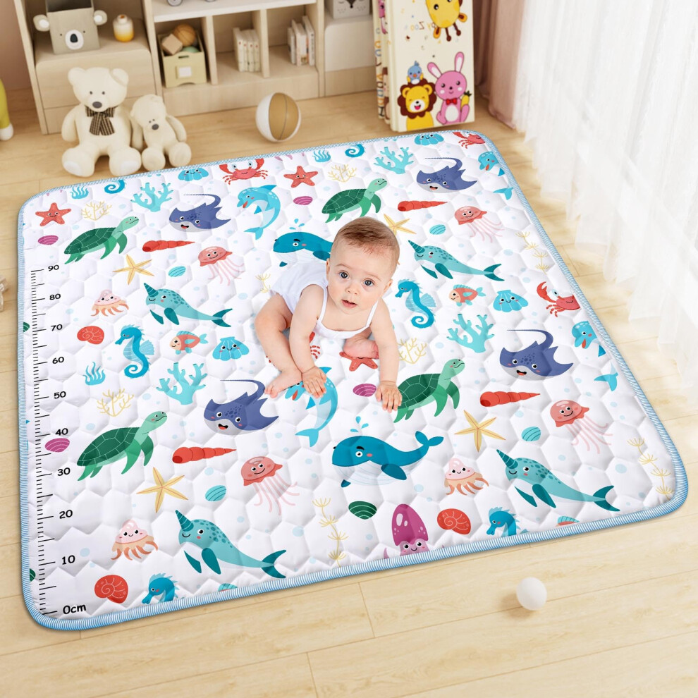 Baby Play Mat, Foldable Kids Playmat, Baby Play Mats For Floor, 127X127cm Soft Waterproof Play Mat, Baby Activity Play Mat For For Bedroom, Nur Aolso