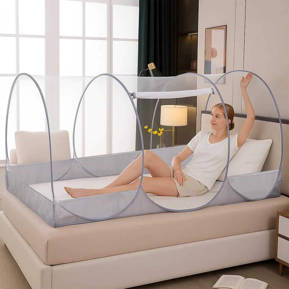 comeder Pop-up Foldable Mosquito Net, Single Family Bed Mosquito Net with Zip, Portable Camping Tent, Easy Setup Mosquito Tent for Home Camping Trave-image-OPC-PK72QMY-NEW