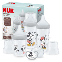 NUK Perfect Match Baby Bottles Set | 0-6+ Months | Adapts to Baby's Palate | 3 x Anti Colic Baby Bottles & Space Soother | BPA-Free | Disney Mickey M