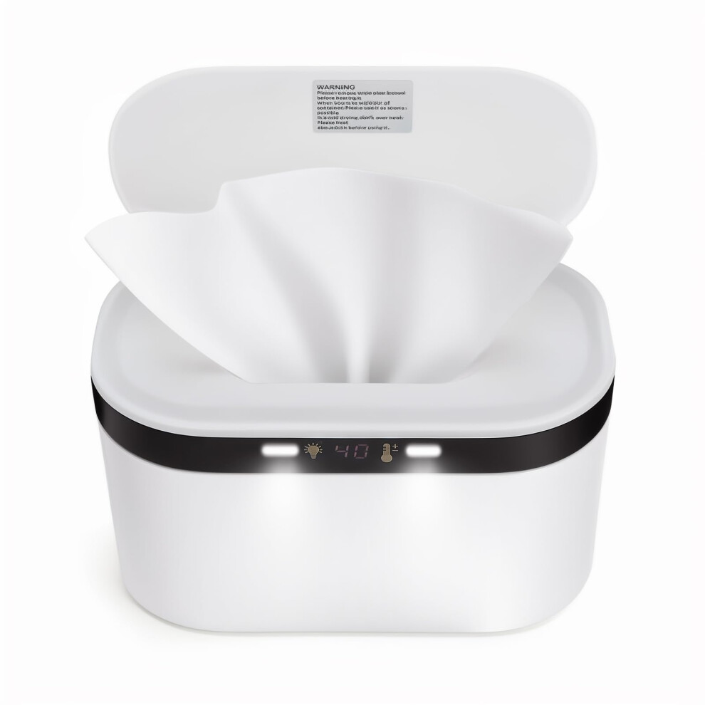 Baby Wipes Warmer, Wet Wipe Warmer For Babies, Wet Wipes Dispenser Box With Night Fast & Even Heating, 5 Levels Of Temperature Adjustmen Light Mypin