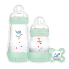 MAM Easy Start Colours of Nature Starter Self Sterilising Anti Colic Starter Set, Non-Shiny Matt Finish Newborn Bottle Set and Soother, Newborn Essen