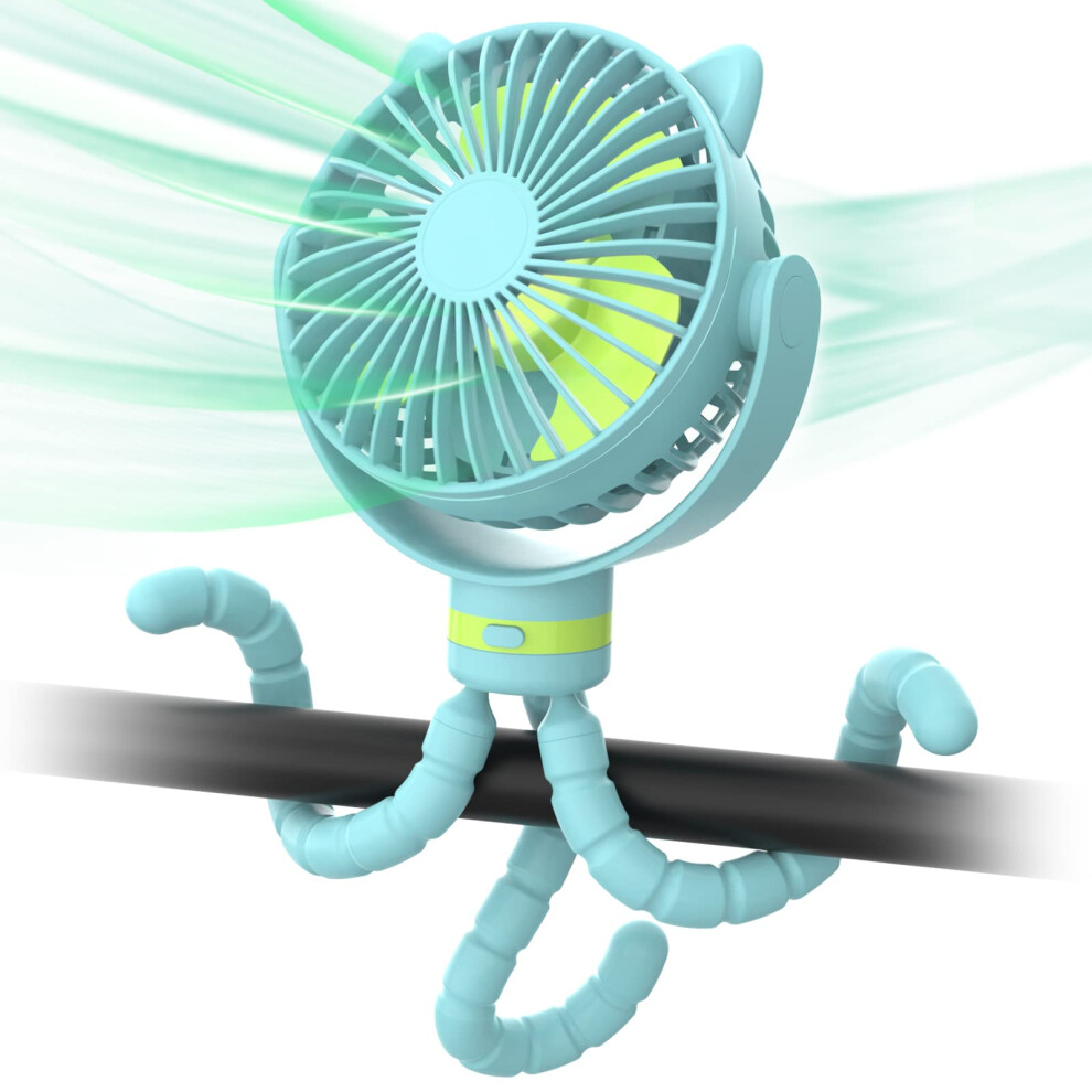 Pram Fan, Stroller Fan Clip On Rechargeable, 4000Mah Portable Fan Handheld Fan Desk Fan Mini Baby Cooling Fan With Flexible Tripod 3 Speed Fo Itshiny