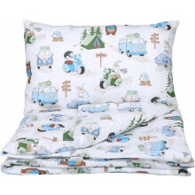 BABYMAM 2pc Cotton Baby Bedding Cot Toddler Duvet Cover and Pillowcase Set to Fit Cot Bed 120x90cm Camping