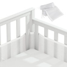 Vicloon Cot Bumper, 2Pcs Breathable Mesh Cot Liner, Crib Rail Cover Baby Crib Bumper, Baby Boys Girls Nursery Breathable Crib Bed Liner Bumper (White